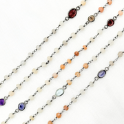 Multi Moonstone & Multi Stone Oxidized Wire Chain